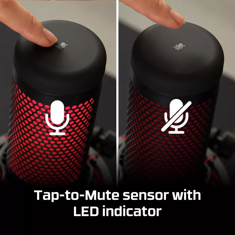 HyperX QuadCast USB Mikrofons (Melns-Sarkans) - Sarkans Apgaismojums