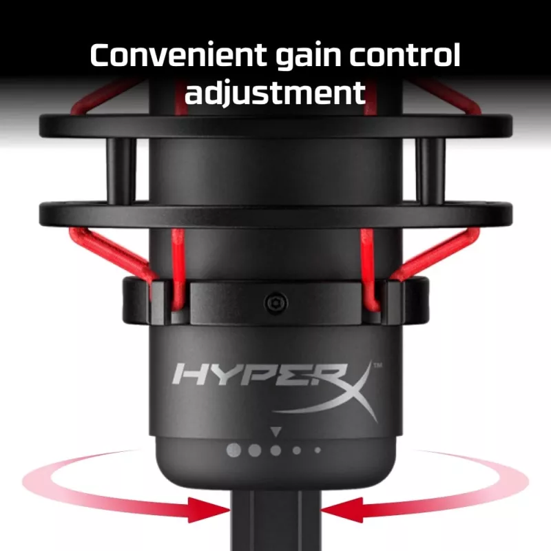 HyperX QuadCast USB Mikrofons (Melns-Sarkans) - Sarkans Apgaismojums