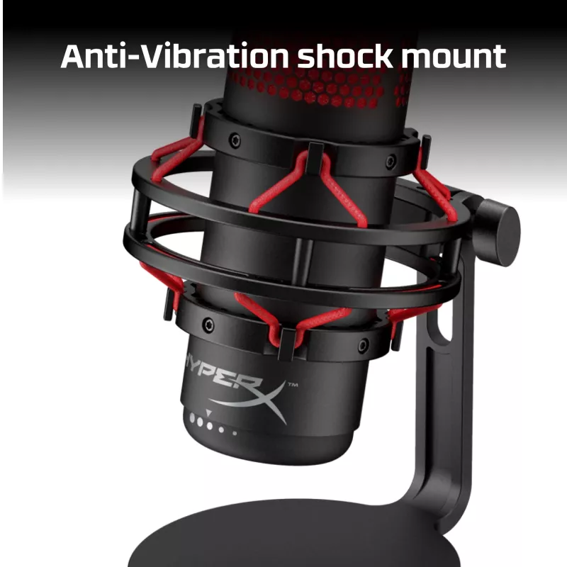 HyperX QuadCast USB Mikrofons (Melns-Sarkans) - Sarkans Apgaismojums