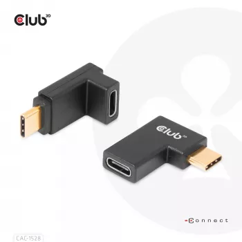 CLUB3D CAC-1528 USB-C Gen2 leņķa adapteru komplekts (2 gab.) — USB-C uz USB-C, atbalsta 4K@120Hz