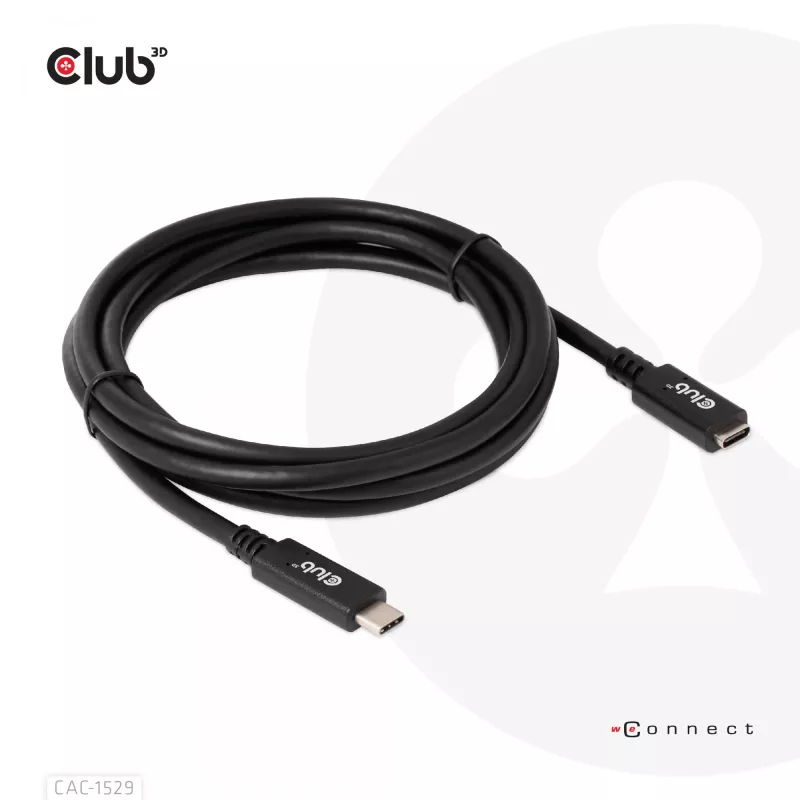 CLUB3D USB Gen1 Type-C pagarinātāja kabelis 5Gbps 60W(20V/3A) 4K60Hz M/F 2m