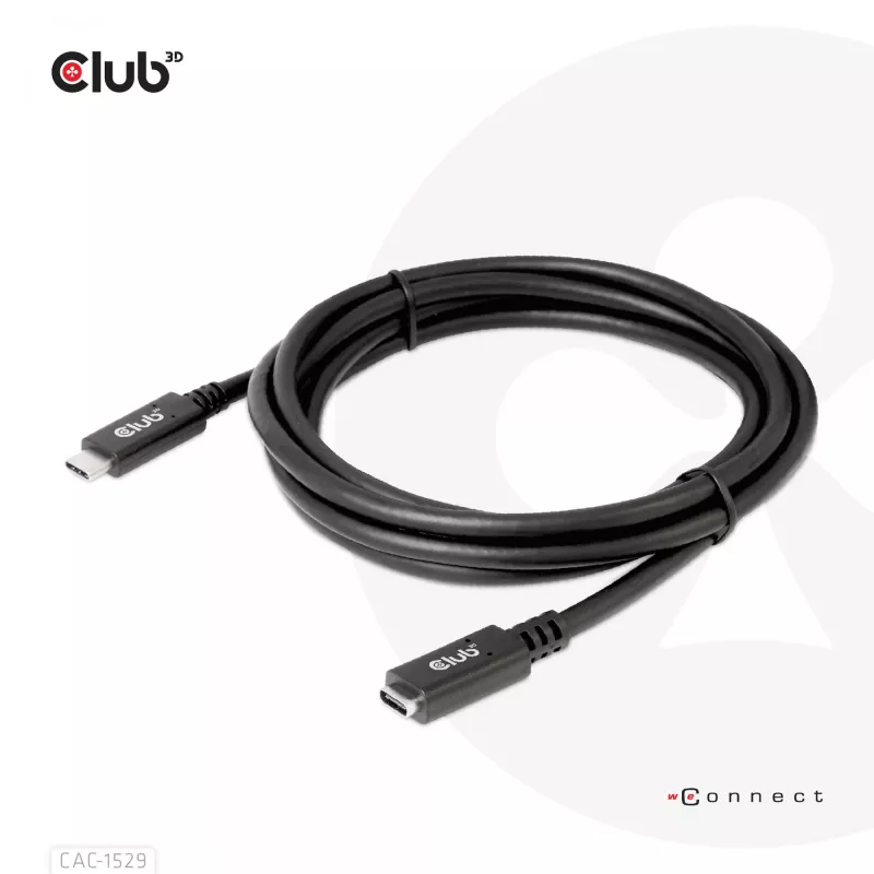 CLUB3D USB Gen1 Type-C pagarinātāja kabelis 5Gbps 60W(20V/3A) 4K60Hz M/F 2m