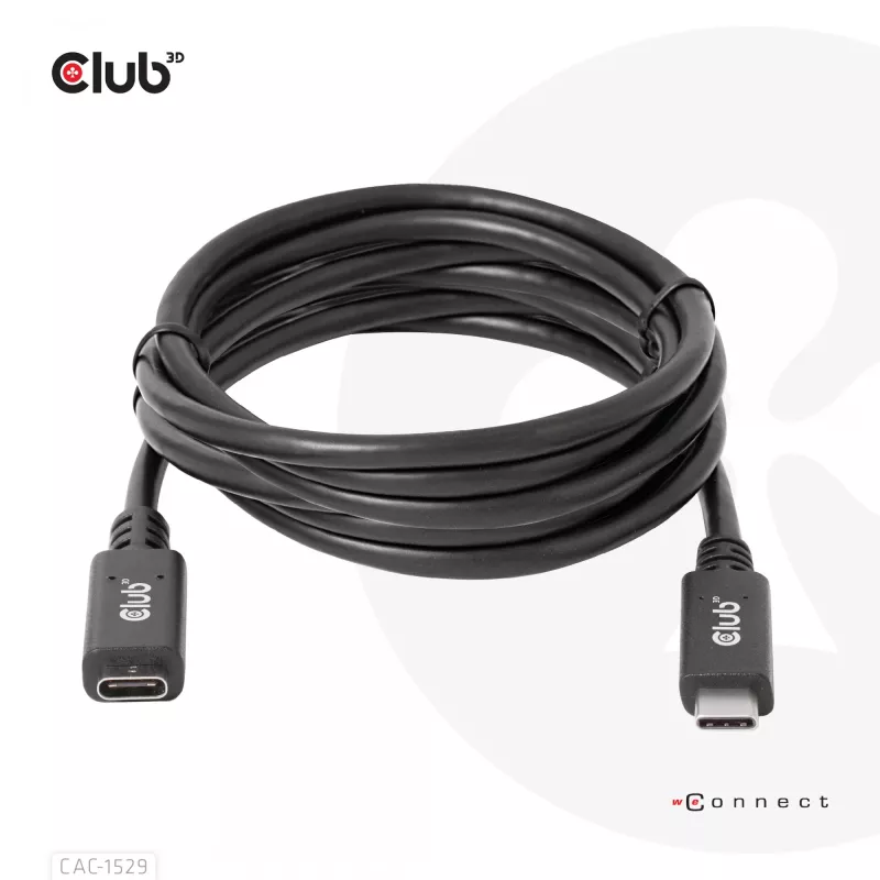CLUB3D USB Gen1 Type-C pagarinātāja kabelis 5Gbps 60W(20V/3A) 4K60Hz M/F 2m