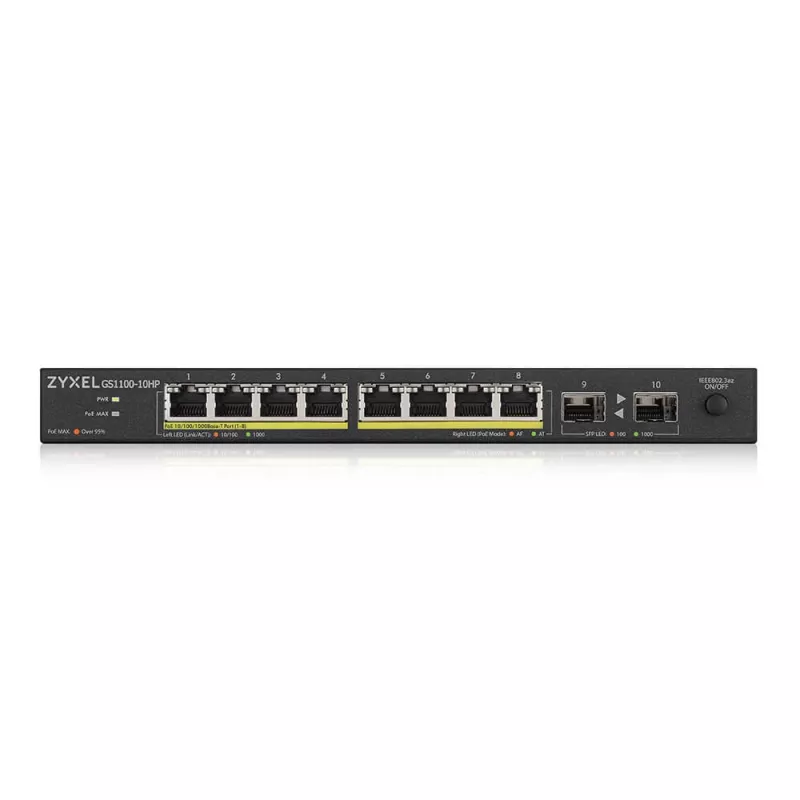 Zyxel GS1100-10HP v2 neparvaldāms Gigabit Ethernet (10/100/1000) slēdzis ar PoE, melns