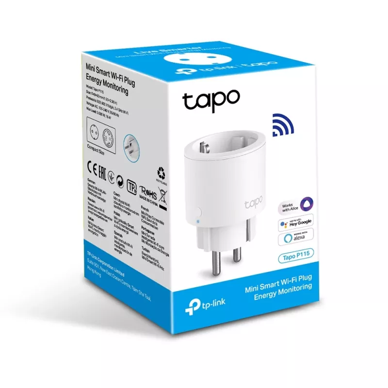 TP-Link Tapo P115 viedais Wi-Fi kontaktdakšs ar enerģijas monitoringu, balts