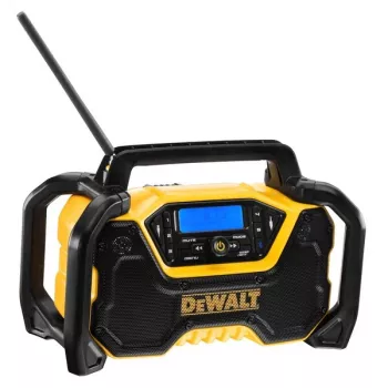 Pārnēsājamais radio DeWALT DCR029-QW DAB FM, maiņstrāvas/līdzstrāvas barošana, Bluetooth, USB uzlāde, displejs, melns/dzeltens