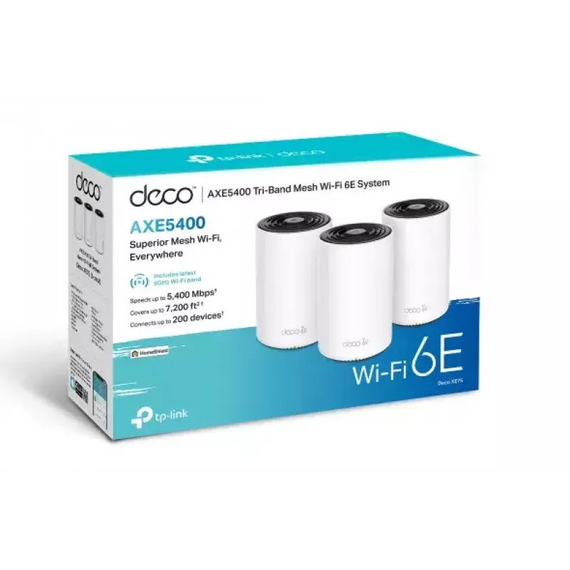 Mesh Wi-Fi 6E sistēma TP-Link Deco XE75 (3 gab.), AXE5400, trīs joslu