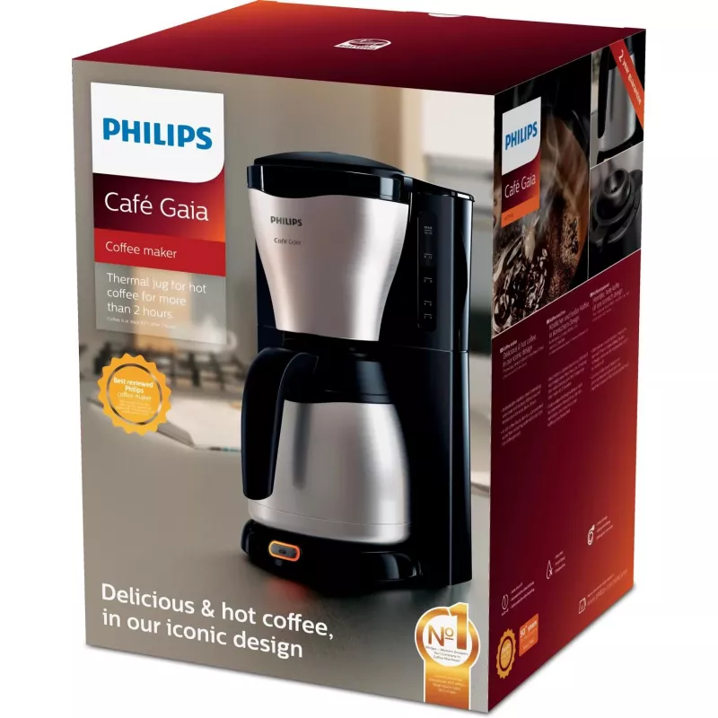 Philips Café Gaia HD7548/20 filtra kafijas automāts, 1,2 l, 15 krūzīšu, 1000 W, melns/metāla
