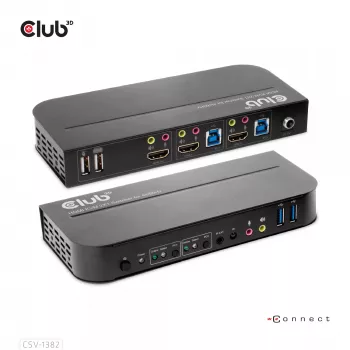KVM Slēdzis CLUB3D CSV-1382 Divu Portu HDMI 4K 60Hz USB