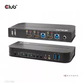 KVM Slēdzis CLUB3D CSV-1382 Divu Portu HDMI 4K 60Hz USB