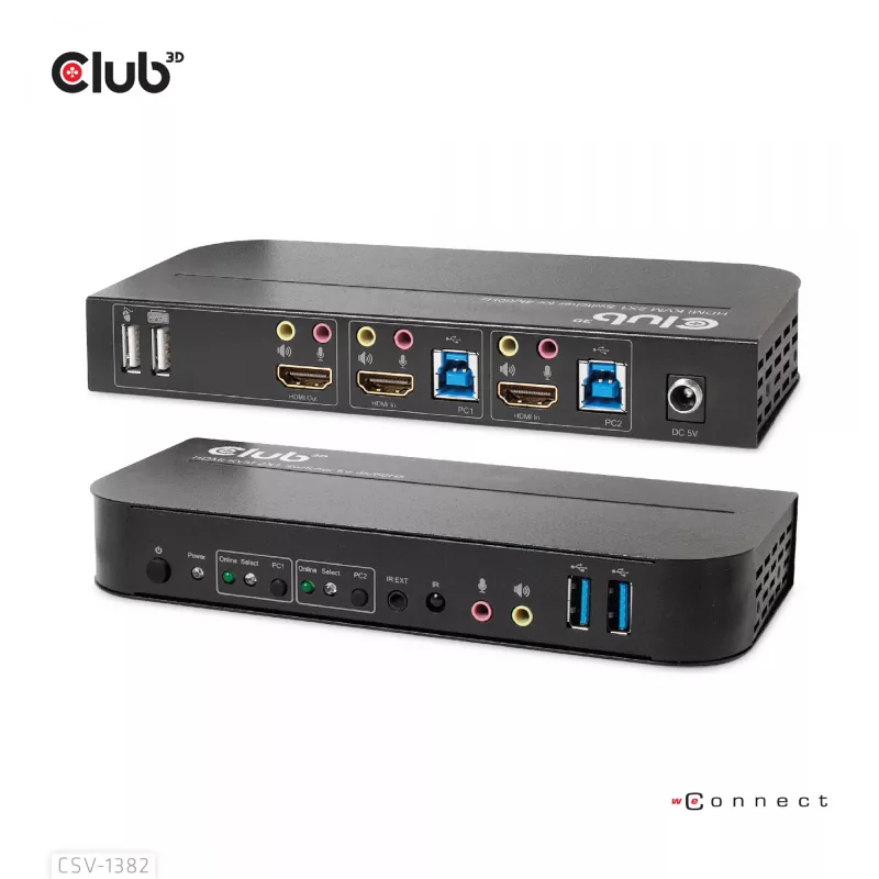 KVM Slēdzis CLUB3D CSV-1382 Divu Portu HDMI 4K 60Hz USB