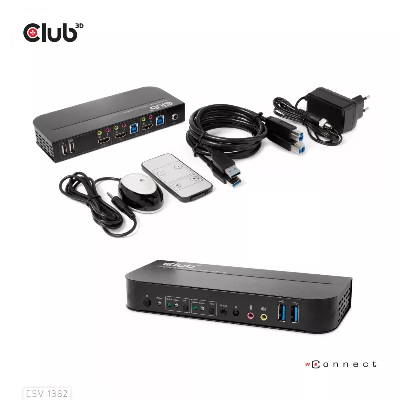 KVM Slēdzis CLUB3D CSV-1382 Divu Portu HDMI 4K 60Hz USB