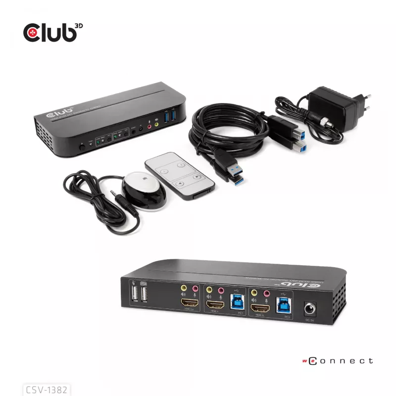 KVM Slēdzis CLUB3D CSV-1382 Divu Portu HDMI 4K 60Hz USB