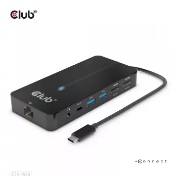 CLUB3D CSV-1595 7-in-1 Type-C centrmezgls ar 2x HDMI, 2x USB Gen1 Type-A, 1x RJ45, 1x 3.5mm Audio, 1x USB Gen1 Type-C 100W sieviešu ports