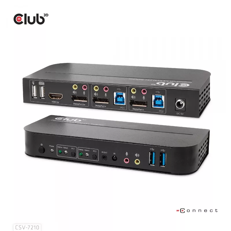 CLUB3D DisplayPort/HDMI KVM Slēdzis Diviem Datoriem 4K 60Hz