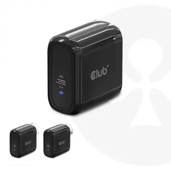CLUB3D Ceļojumu Lādētājs 65W GAN tehnoloģija, Viena USB Type-C pieslēgvieta, Power Delivery (PD) 3.0 atbalsts