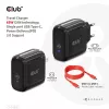 CLUB3D Ceļojumu Lādētājs 65W GAN tehnoloģija, Viena USB Type-C pieslēgvieta, Power Delivery (PD) 3.0 atbalsts