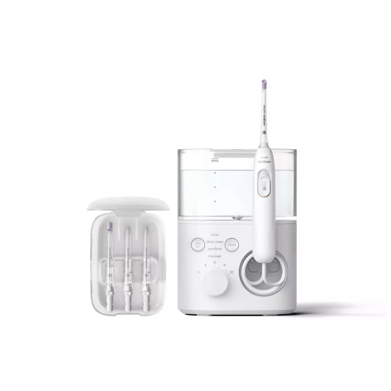 Mutes duša Philips Power Flosser 7000 HX3911/40, ar bateriju, balta, universāls lādētājs