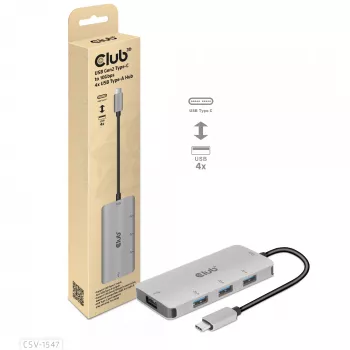 CLUB3D CSV-1547 4-portu USB-A centrmezgls USB-C – 10 Gbps ātrs datu pārsūtīšana