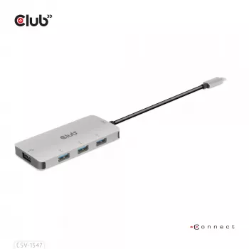 CLUB3D CSV-1547 4-portu USB-A centrmezgls USB-C – 10 Gbps ātrs datu pārsūtīšana