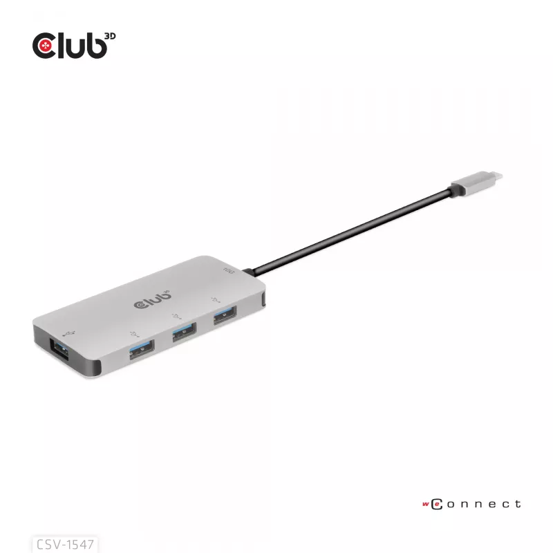 CLUB3D CSV-1547 4-portu USB-A centrmezgls USB-C – 10 Gbps ātrs datu pārsūtīšana