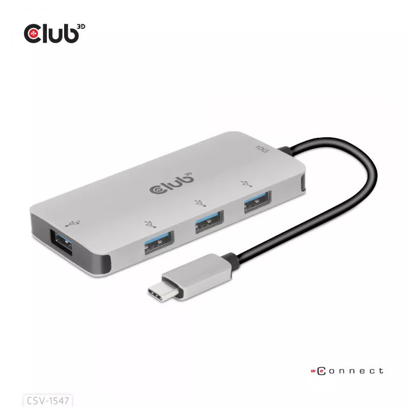 CLUB3D CSV-1547 4-portu USB-A centrmezgls USB-C – 10 Gbps ātrs datu pārsūtīšana