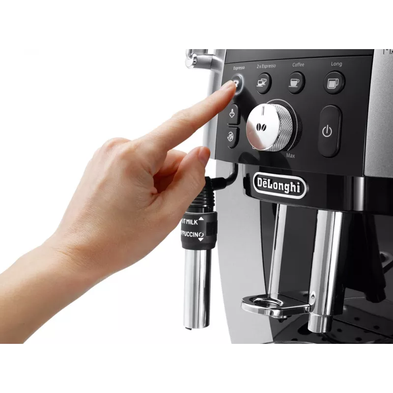 Kafijas automāts De’Longhi Magnifica S Smart ECAM 250.23.SB — 1.8 L ūdens tvertne, 250 g pupiņu tvertne, 15 bāri, iebūvēta dzirnaviņa