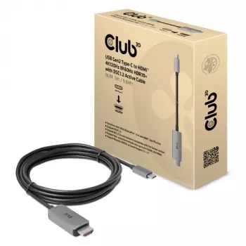CLUB3D USB Gen2 Type-C uz HDMI 4K120Hz 8K60Hz HDR10 ar DSC1.2 aktīvs kabelis M/M 3m / 9.84ft