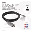 CLUB3D USB Gen2 Type-C uz HDMI 4K120Hz 8K60Hz HDR10 ar DSC1.2 aktīvs kabelis M/M 3m / 9.84ft