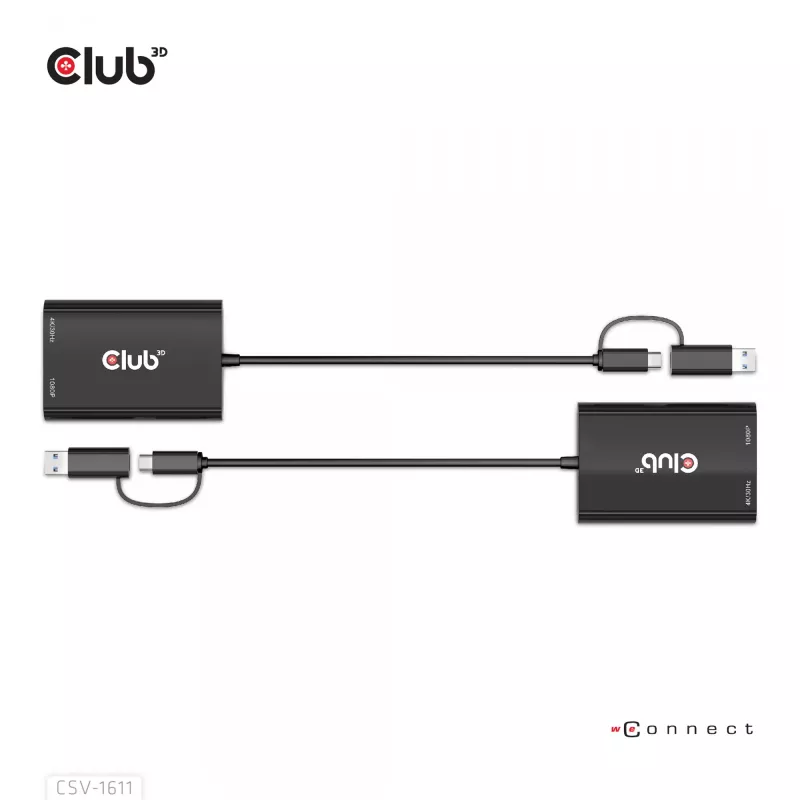 CLUB3D USB Gen1 Type-C/-A uz Diviem HDMI (4K/30Hz) / VGA (1080/60Hz) adapteris