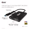 CLUB3D USB Gen1 Type-C/-A uz Diviem HDMI (4K/30Hz) / VGA (1080/60Hz) adapteris