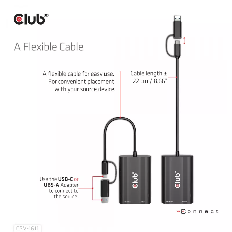 CLUB3D USB Gen1 Type-C/-A uz Diviem HDMI (4K/30Hz) / VGA (1080/60Hz) adapteris