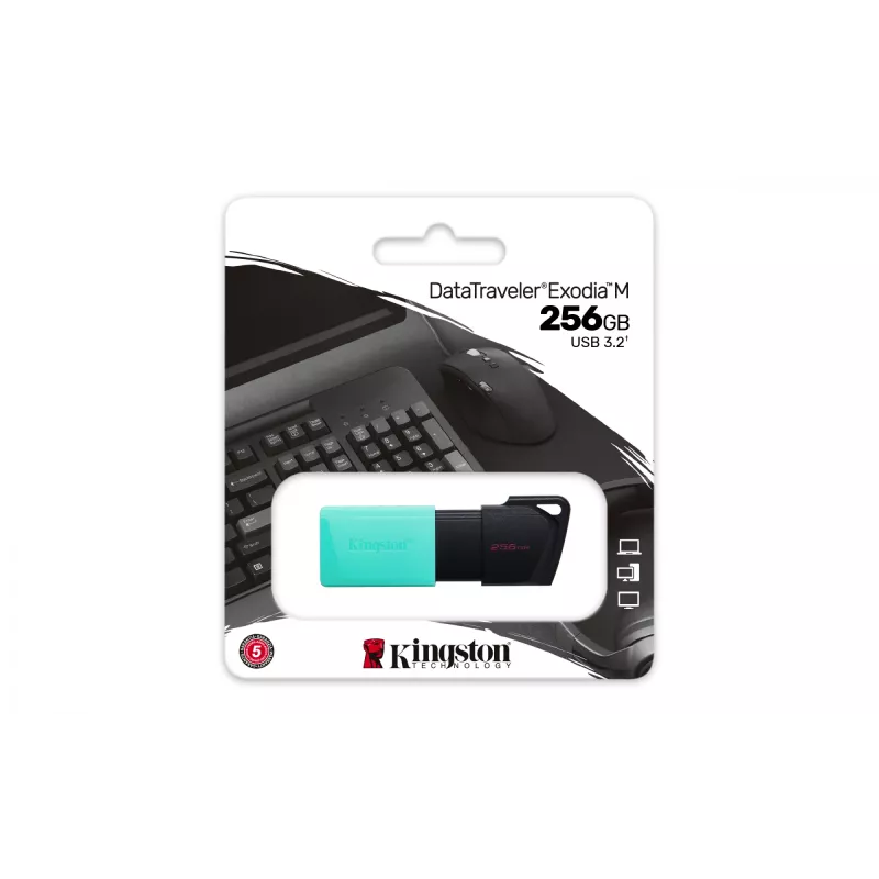Kingston DataTraveler 256GB USB 3.2 Gen 1 Exodia M (Melns + Tirkīzzils)