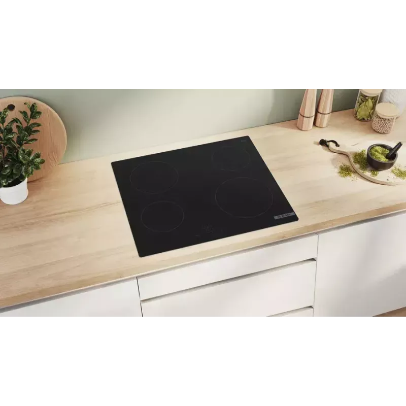 Bosch Serie 4 PKE611BA2E keramikas plīts virsma, melna, iebūvējama, 60 cm, 4 zonas