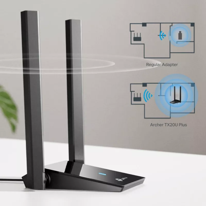Bezvadu adapteris TP-Link AX1800 Divas antenas 2.4GHz 5GHz Wi-Fi 6