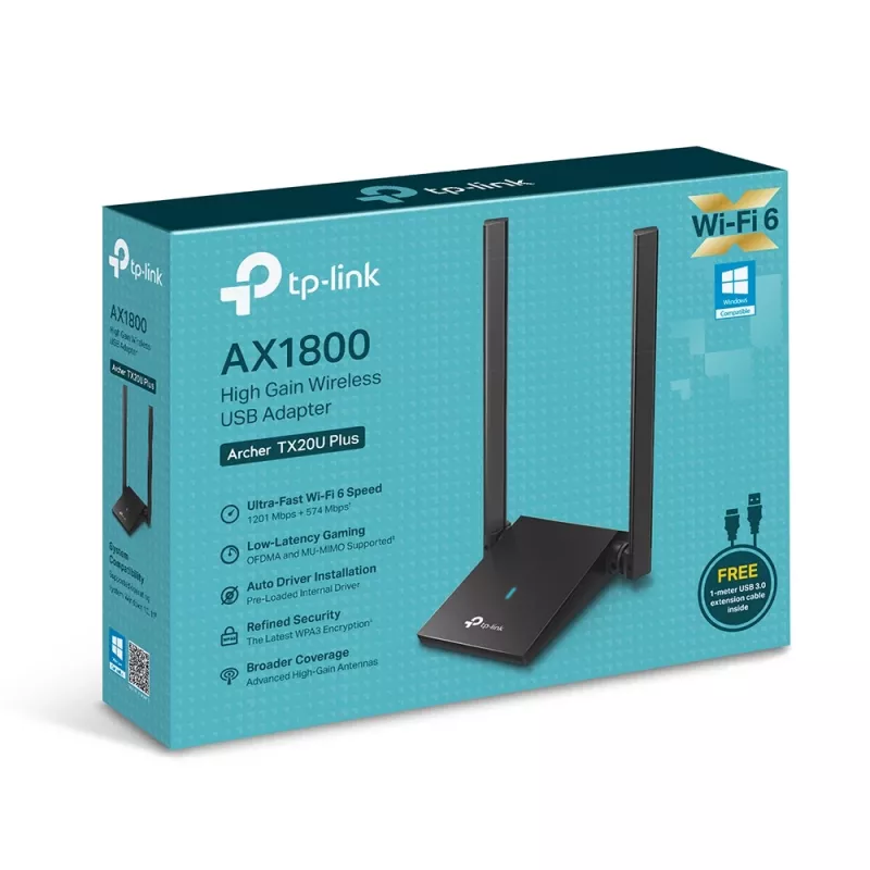 Bezvadu adapteris TP-Link AX1800 Divas antenas 2.4GHz 5GHz Wi-Fi 6