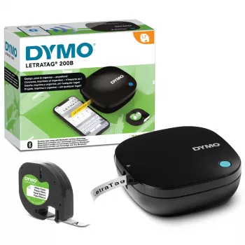 DYMO LetraTag 200B Bluetooth etiķešu printeris | Kompakts | Bezvadu savienojums ar iOS un Android | Ietver 1 baltu papīra lenti