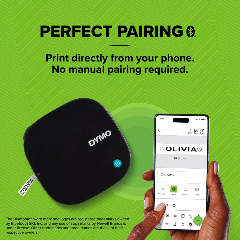 DYMO LetraTag 200B Bluetooth etiķešu printeris | Kompakts | Bezvadu savienojums ar iOS un Android | Ietver 1 baltu papīra lenti