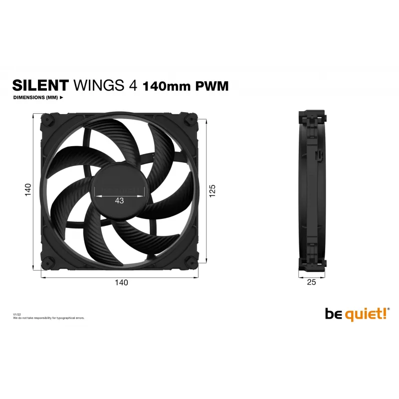 be quiet! SILENT WINGS 4 140mm PWM datora korpusa ventilators 14 cm Melns 1 gab.