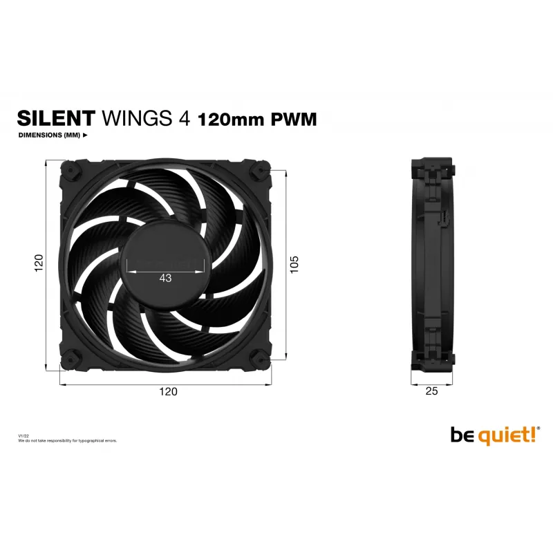 be quiet SILENT WINGS 4 120mm PWM datora ventilators 12 cm melns 1 gab.