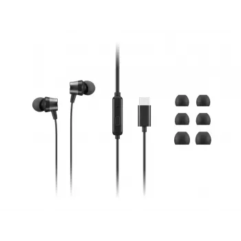 Lenovo 4XD1J77351 vadu austiņas ar mikrofonu, iebūvējamas, birojam/zvanu centram, USB-C, melnas