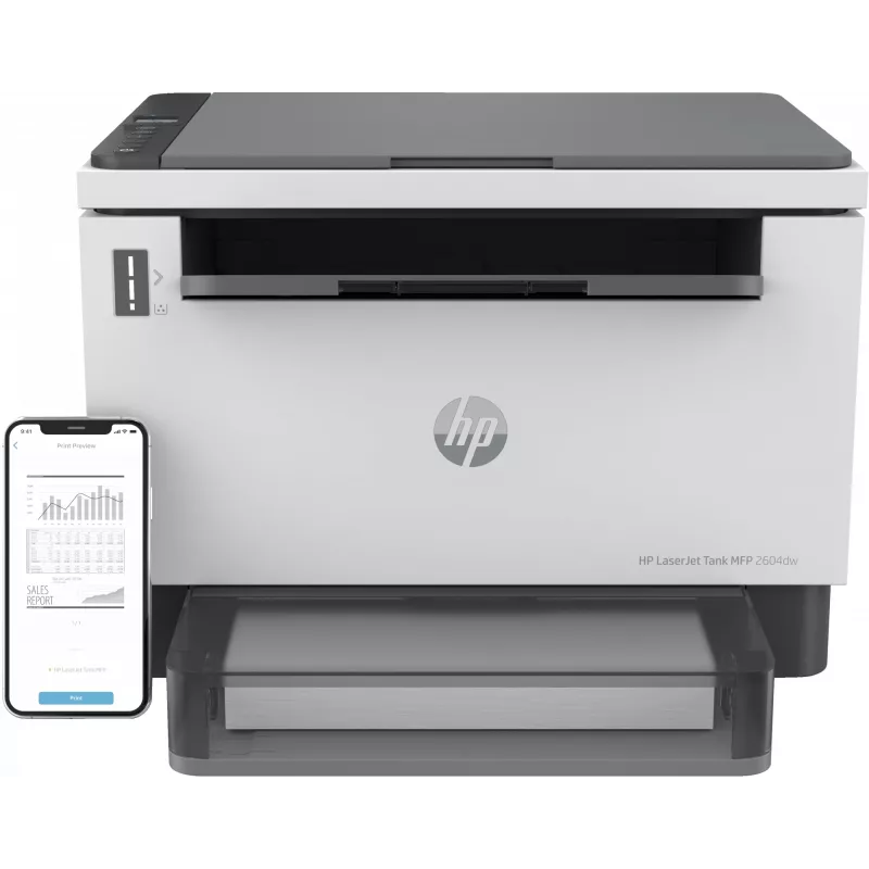 HP LaserJet Tank MFP 2604dw printeris, lāzera, vienkrāsas druka, 600 x 600 DPI, A4, tiešā druka, pelēks