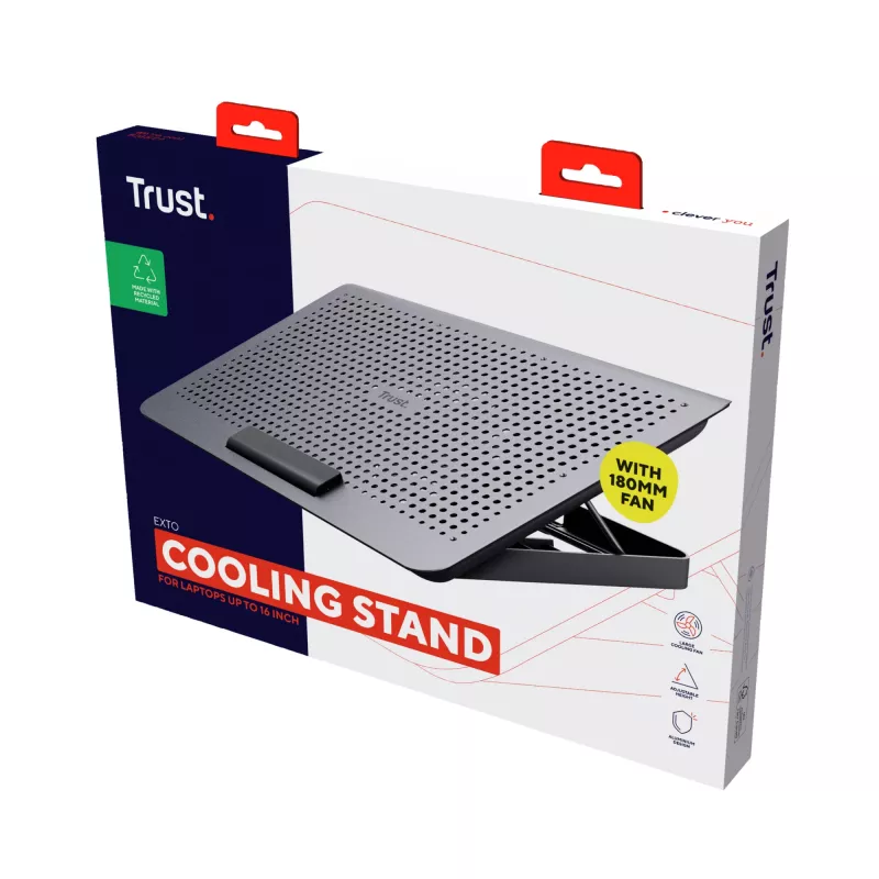 Trust Exto Alumīnija Laptop Dzesēšanas Statīvs ar 180mm Ventilatoru