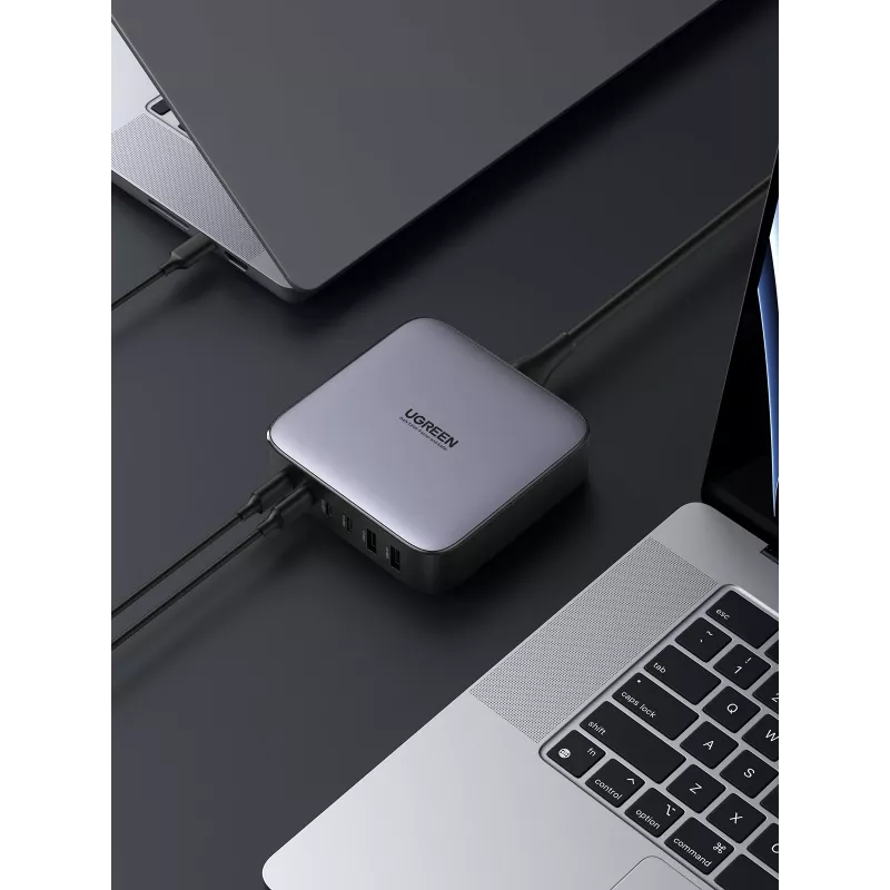 Ugreen 40914 Nexode 200W GaN lādētājs, galddatora USB-C USB-A, iekštelpu, AC, 21V, 5A, 2m, melns, pelēks