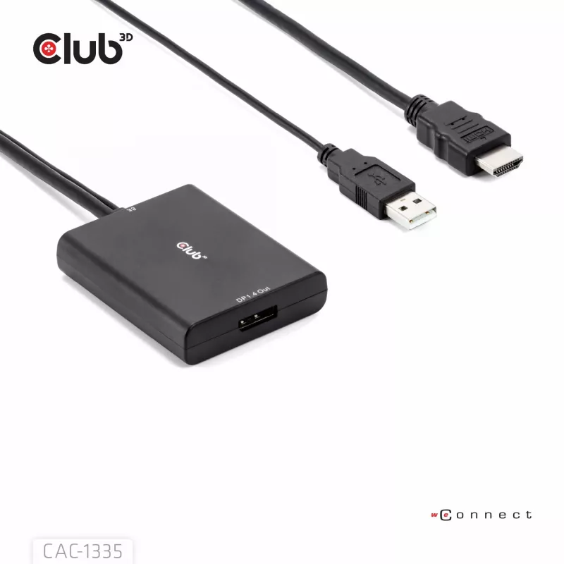 CLUB3D HDMI + Micro USB uz DisplayPort™ 4K120Hz vai 8K30Hz M/F aktīvais adapteris