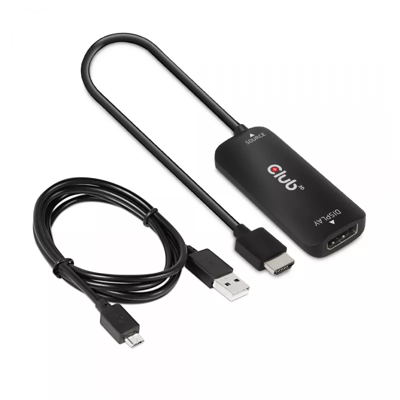 CLUB3D HDMI + Micro USB uz DisplayPort™ 4K120Hz vai 8K30Hz M/F aktīvais adapteris