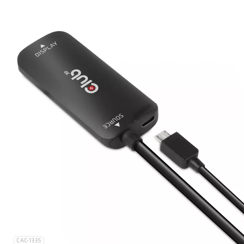 CLUB3D HDMI + Micro USB uz DisplayPort™ 4K120Hz vai 8K30Hz M/F aktīvais adapteris
