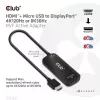 CLUB3D HDMI + Micro USB uz DisplayPort™ 4K120Hz vai 8K30Hz M/F aktīvais adapteris