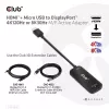 CLUB3D HDMI + Micro USB uz DisplayPort™ 4K120Hz vai 8K30Hz M/F aktīvais adapteris