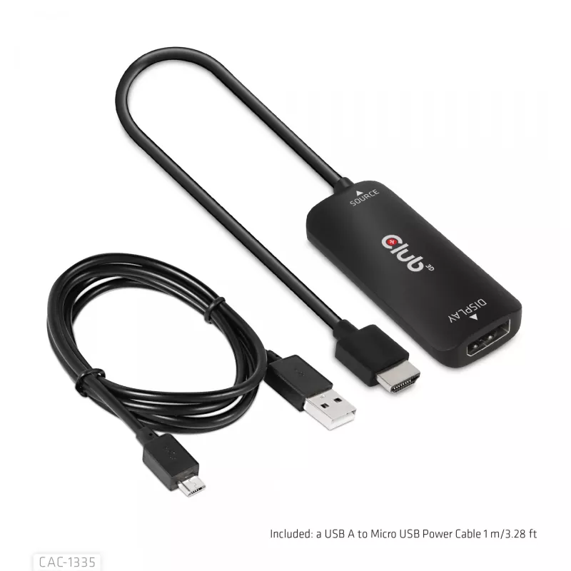 CLUB3D HDMI + Micro USB uz DisplayPort™ 4K120Hz vai 8K30Hz M/F aktīvais adapteris